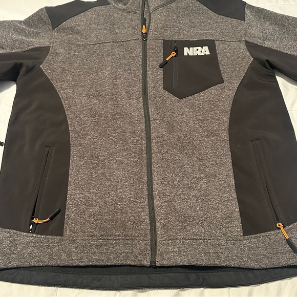 NRA Jacket Backpack Men's L Grey Black Fleece Lined Zip Adjustable Logo Hunting - Picture 4 of 16